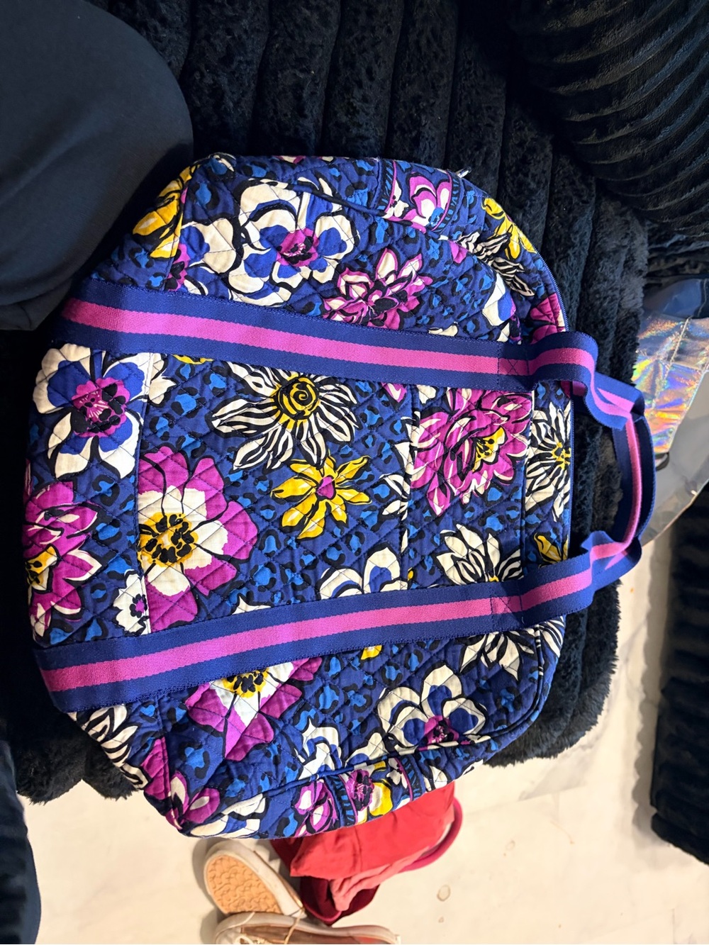 Vera Bradley Quilted Floral Tote Bag in Blue and Pink